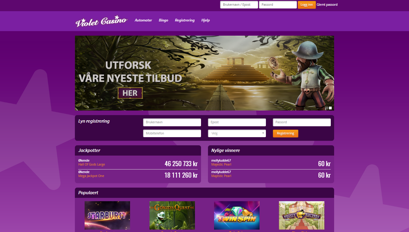 VioletCasino Norske Casinosider